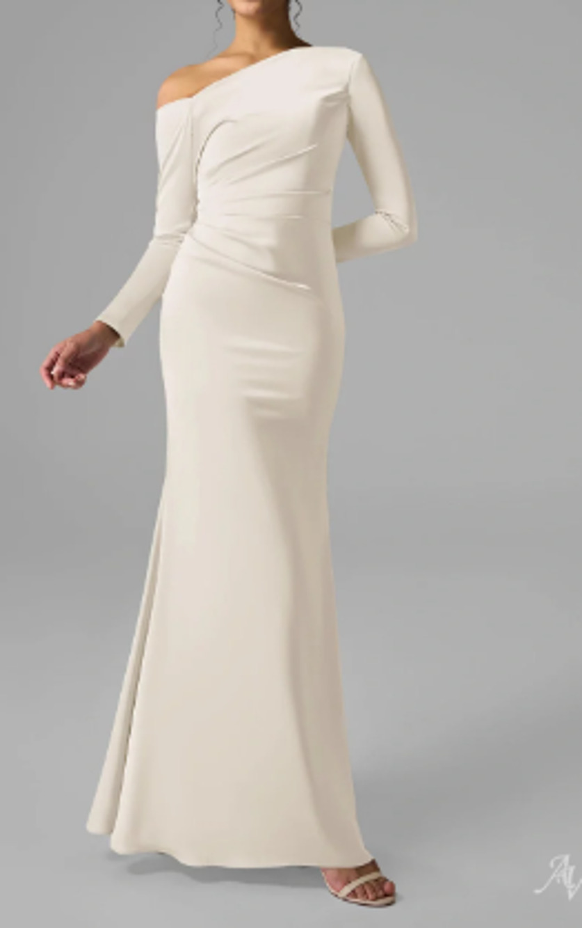 Elegant One-Shoulder Cream Maxi Dress